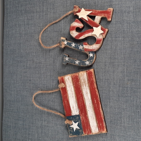 USA Patriotic Kitchen Dish Towel Ornament Set Memorial Day 4th July Decoration - Picture 5 of 7